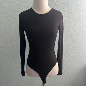 Zara Black Fitted Long Sleeve Bodysuit